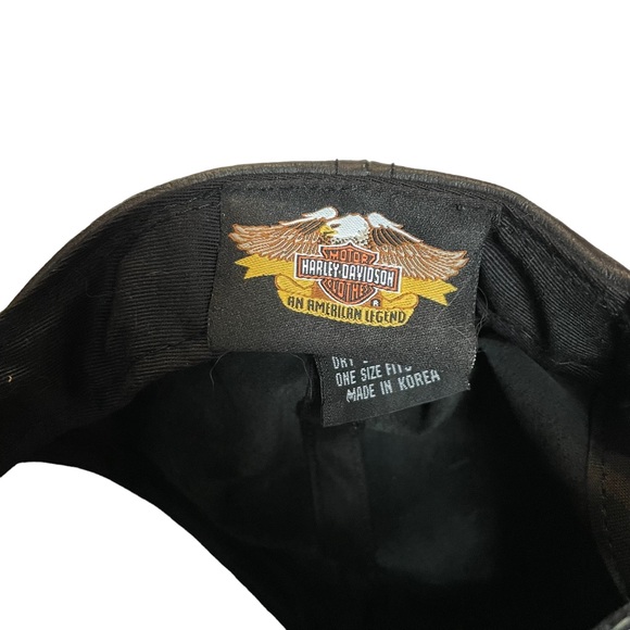 Vintage Genuine Leather Harley Davidson Strap-back  Motorcycle Riding Hat Cap - Picture 3 of 16